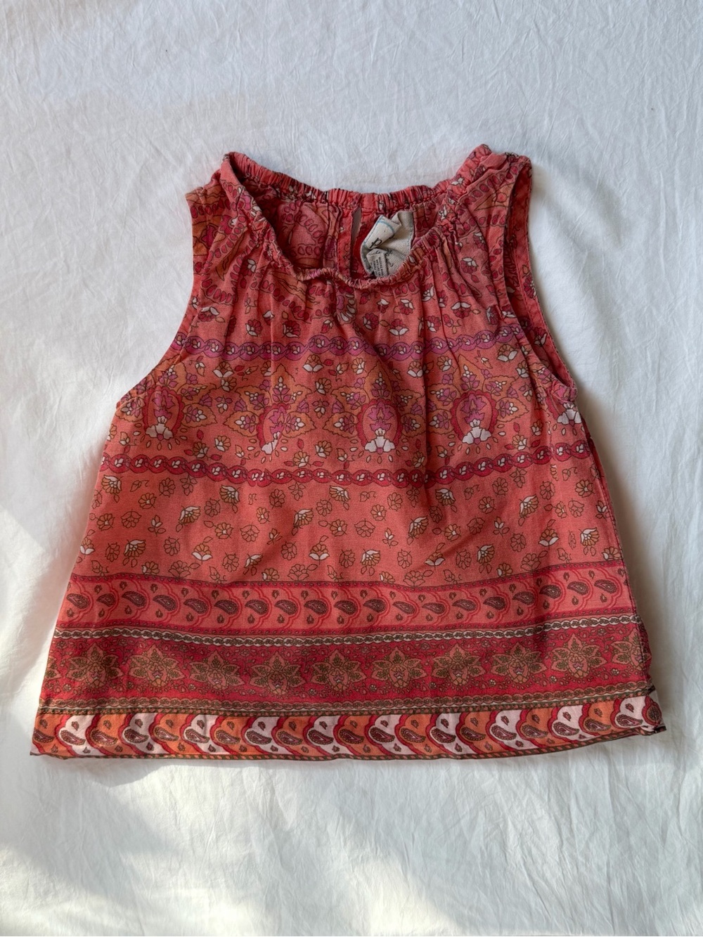 Peek Little Peanut 12-18M Coral Floral Paisley Lightweight Cotton Tank Top